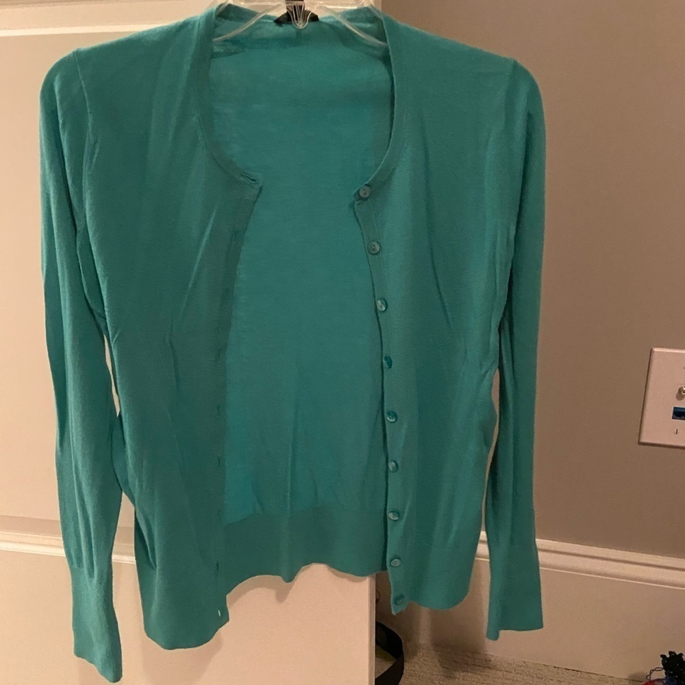 XS teal/green long sleeve sweater cardigan